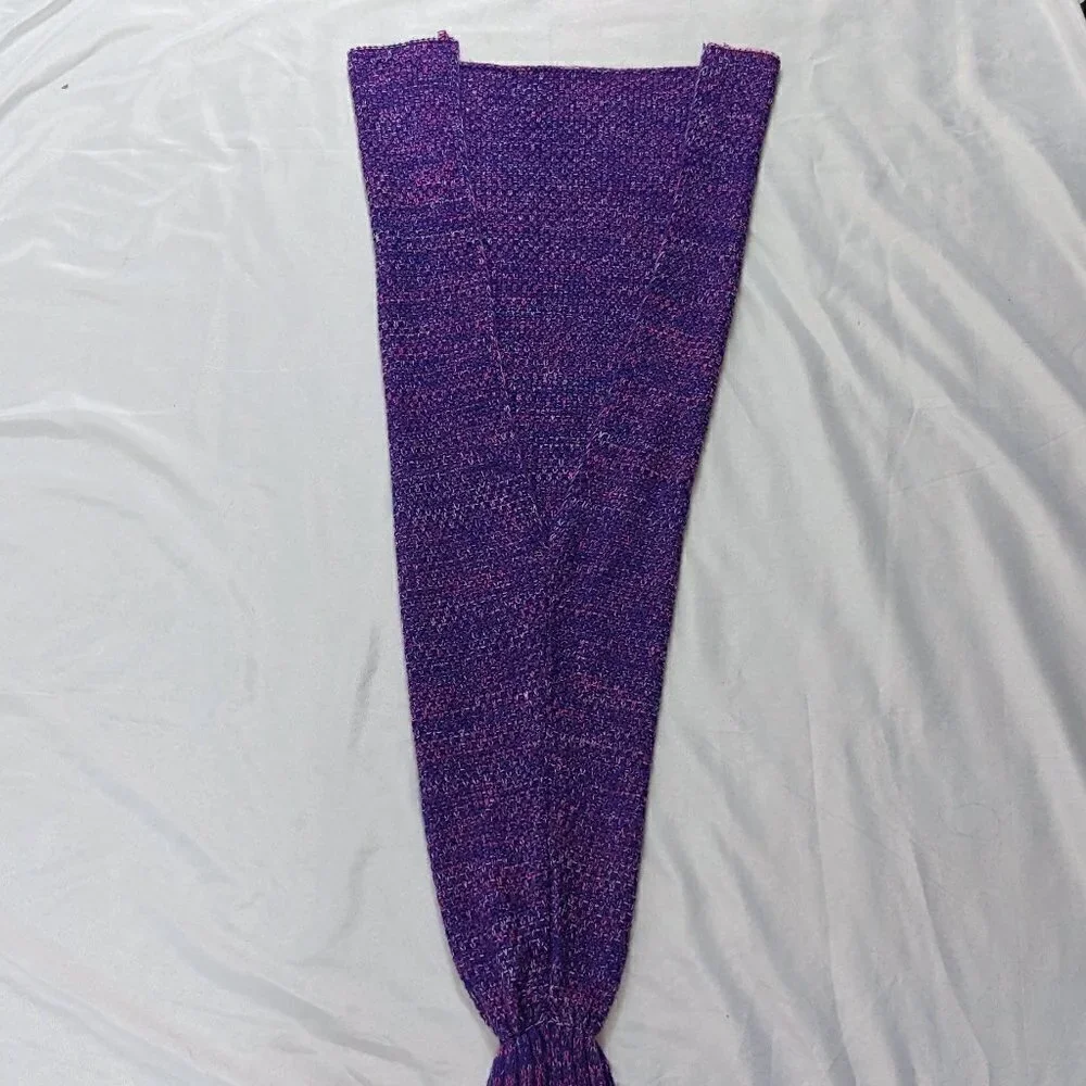Crocheted Purple Mermaid Tail Blanket